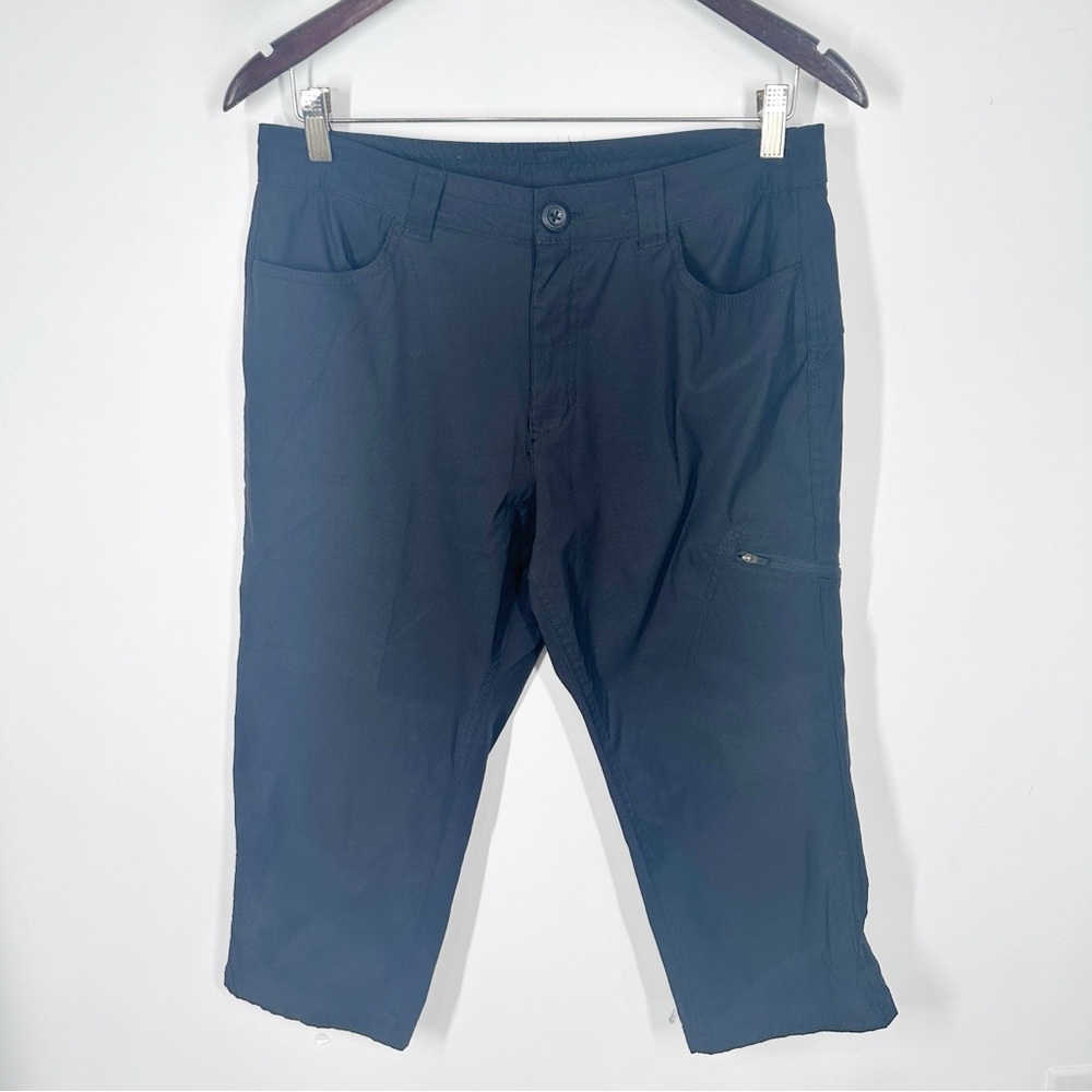 Eddie Bauer Crop Trail Hiking Pants Size 10 Casual Pocket Black Nylon Cargo